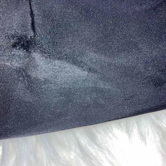 BOBBIE JEROME blk evening bag, sz. on pics, 1 spot, gold handle option. $15 - Picture 8 of 8